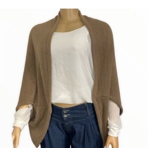 LOOK by M Knit Cocoon Blanket Shrug Shawl short sleeves Taupe size OS